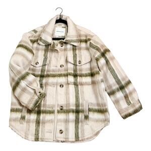 American Eagle Outfitters Plaid Jacket in Cream and Green
